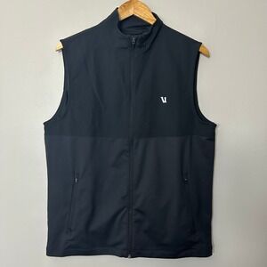 Vuori Sunday Element Vest Mens Medium Black Performance Full Zip Stretch